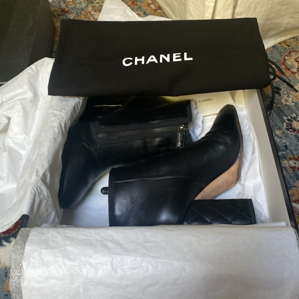 Chanel Black Leather Ankle Boots - Picture 6 of 17